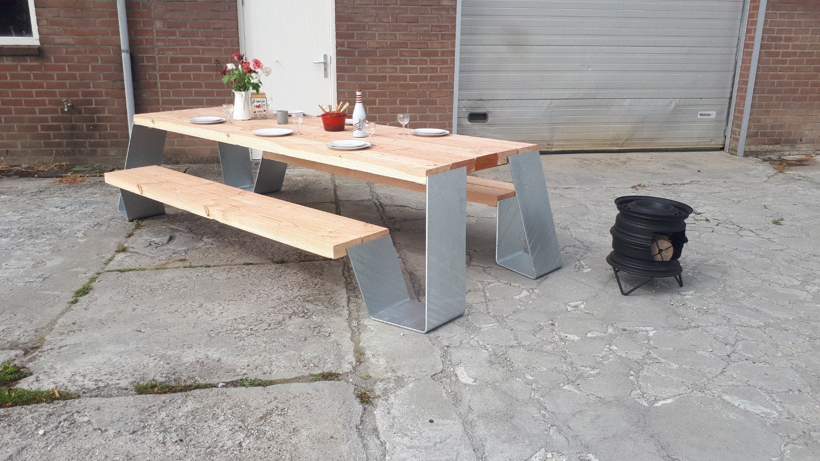 Industriële metal design Douglas picknick bank
AANBIEDING, Ophalen of Verzenden