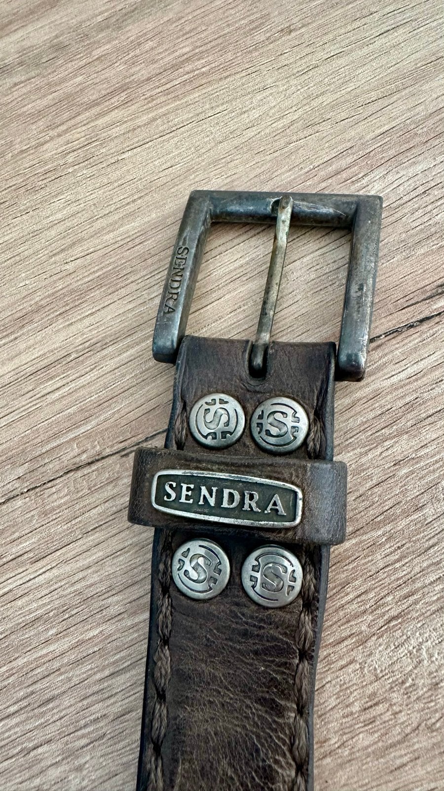 Sendra Leren Riem met Studs - Bruin, Maat 80-90 cm, 80 tot 90 cm, Echt leder, Heupriem, Ophalen of Verzenden