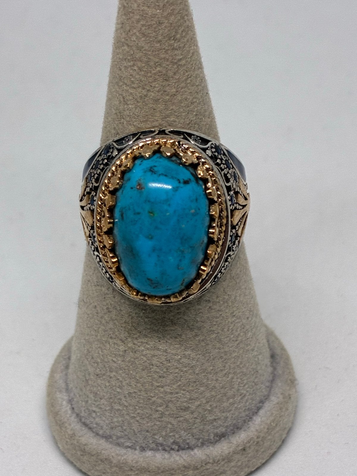 Zilveren ring met turkoois en zilver 925, maat 25