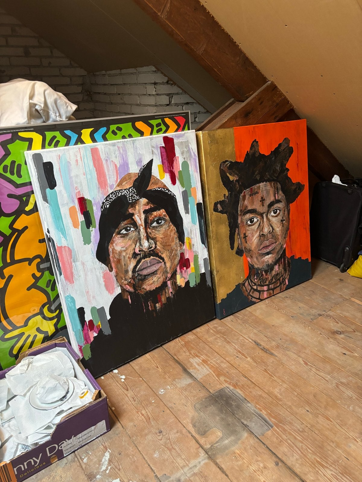 Tupac en Kodak Black portretten - Handgeschilderd, Antiek en Kunst, Acrylverf, Handgeschilderd, Ophalen of Verzenden, Portret