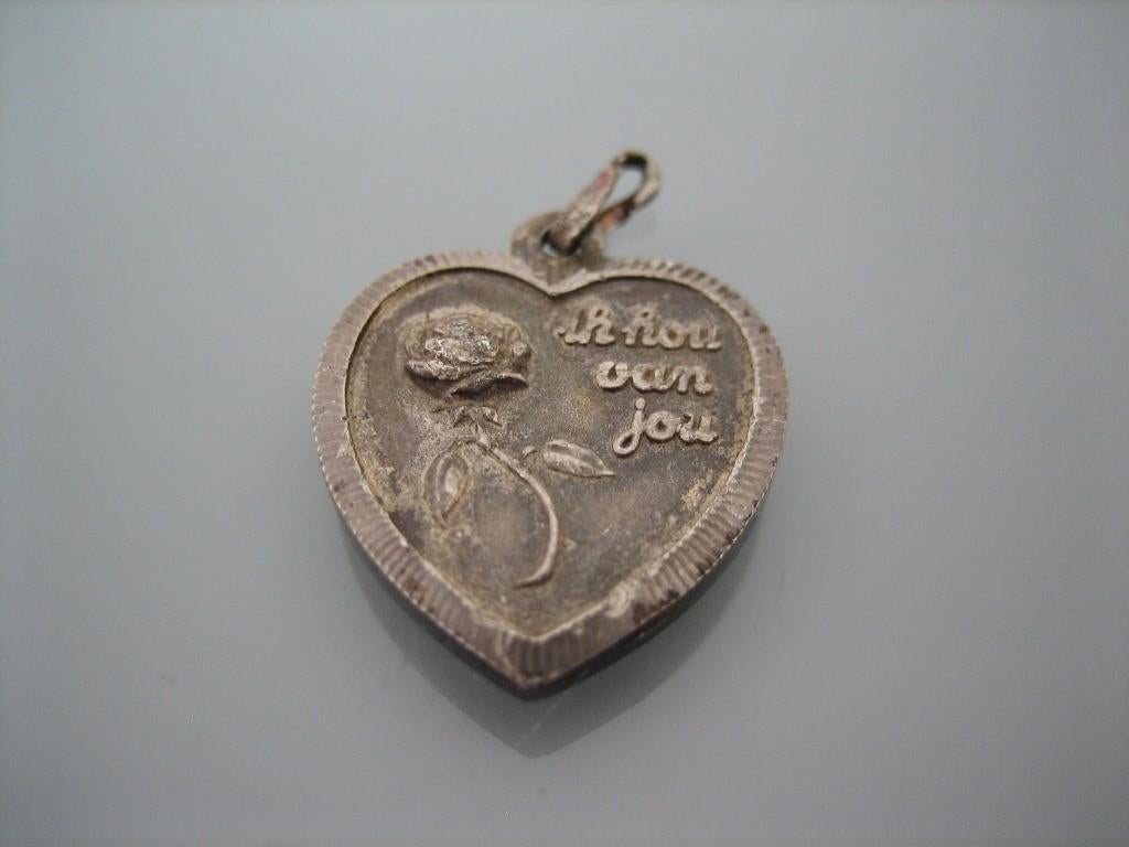 Zilverkleurige Hanger - "Ik hou van jou" met Roos, Verzenden, Gebruikt, Zilver, Overige materialen