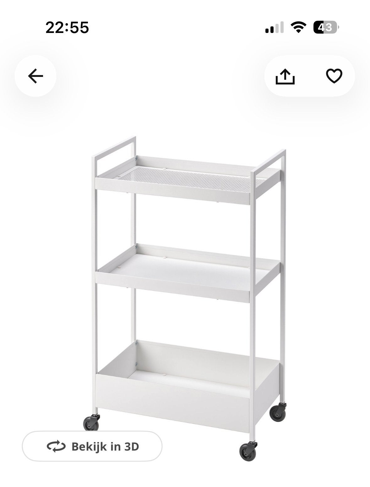 İkea wit trolley, Ophalen of Verzenden, Zo goed als nieuw