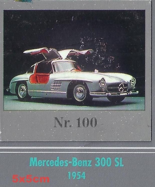 Vp100 autokaartje mercedes benz 300 sl --- 1954 5 x 5 cm, Ophalen of Verzenden, Zo goed als nieuw, Auto's