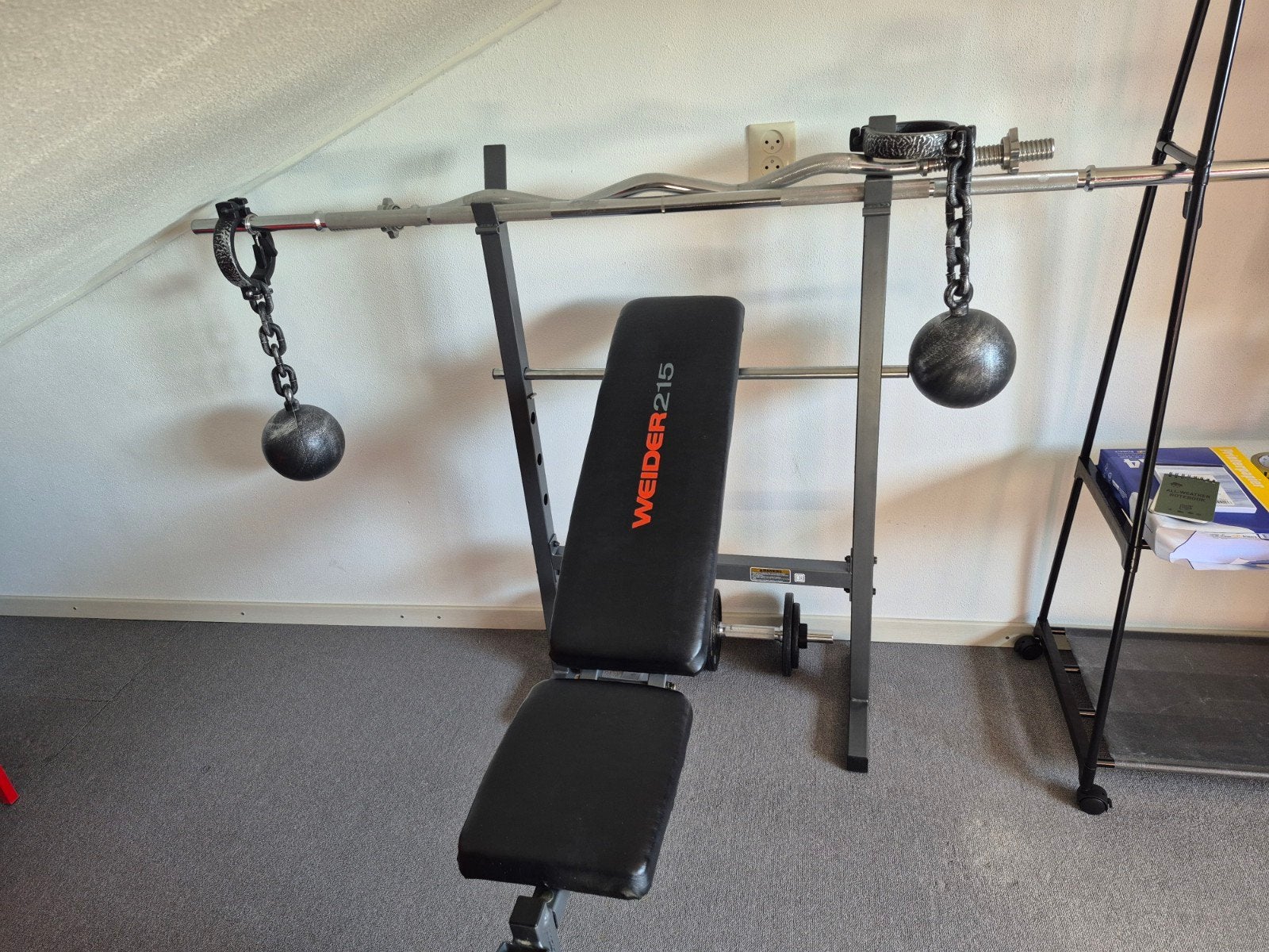Weider 215 Krachtstation met halterbank en gewichten, Ophalen, Gebruikt, Armen, Krachtstation