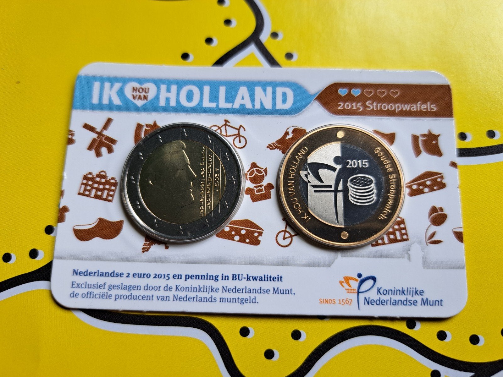 2 euro + Penning Hou van Holland 2015 Stroopwafels, Postzegels en Munten, Munten | Nederland, Ophalen of Verzenden, Overige waardes