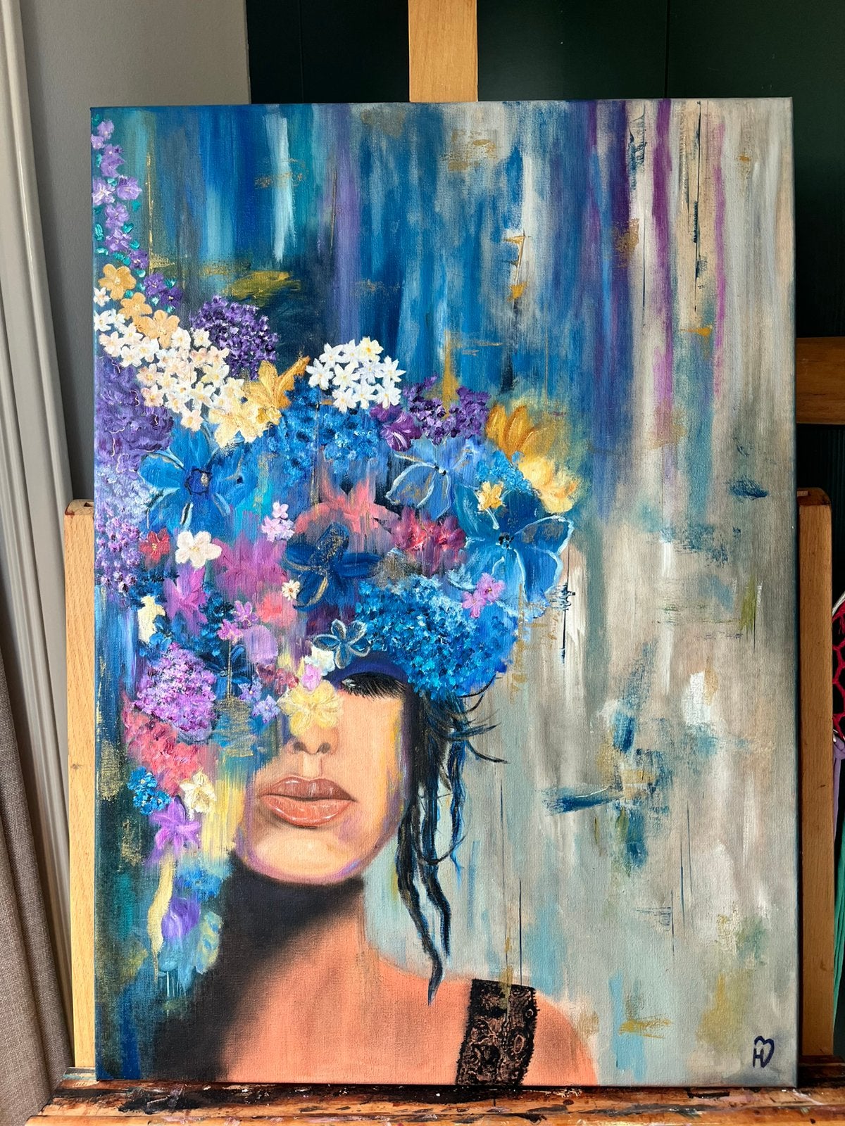 Olieverf schilderij flowers, Antiek en Kunst, Ophalen of Verzenden