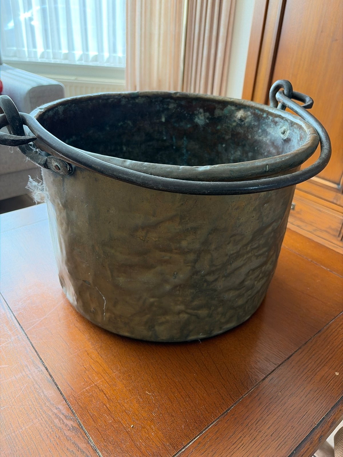 Antieke Koperen Ketel met Handvat - Decoratief, Antiek en Kunst, Ophalen of Verzenden, Koper