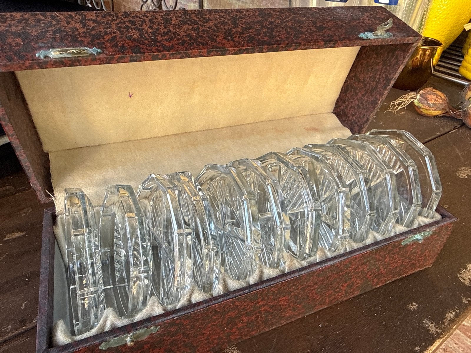 Vintage Kristallen Onderzetters in Doos - Set van 12, Ophalen of Verzenden