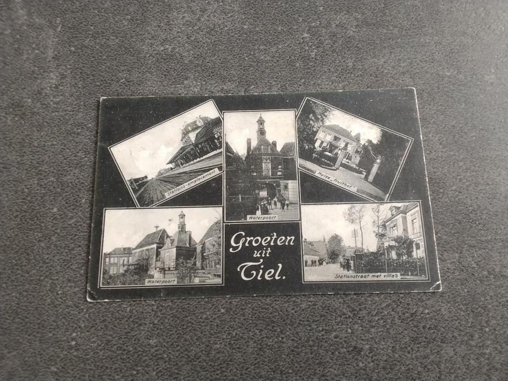 Tiel 5 Plaatjeskaart jr 1912, Ophalen of Verzenden, Voor 1920, Gelopen, Gelderland