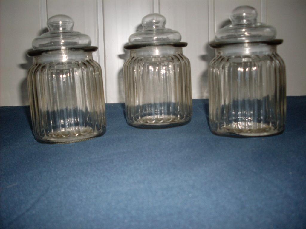 3 nieuwe luxe glazen stolppotten, Ophalen, Nieuw, Glas, Pot, Bus of Blik