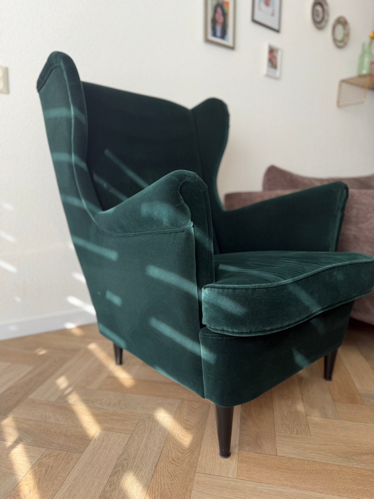 STRANDMON fauteuil – donkergroen – zo goed als nieuw – €90, Ophalen, 75 tot 100 cm, Zo goed als nieuw, 75 tot 100 cm