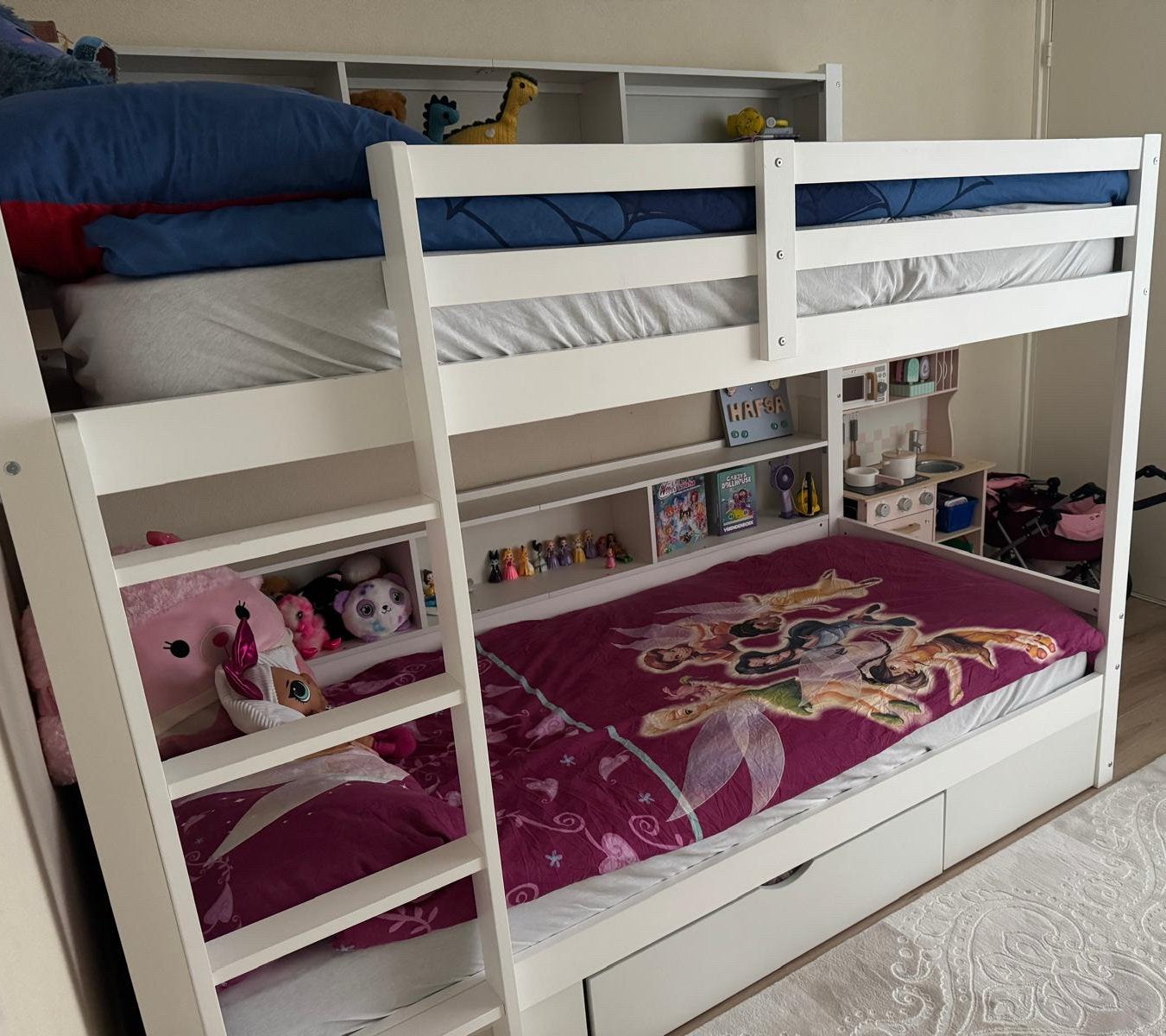 Stapelbed voor kinderen 2x90x200 met matras, Ophalen of Verzenden, Tweepersoons, 90 cm, Stapelbed