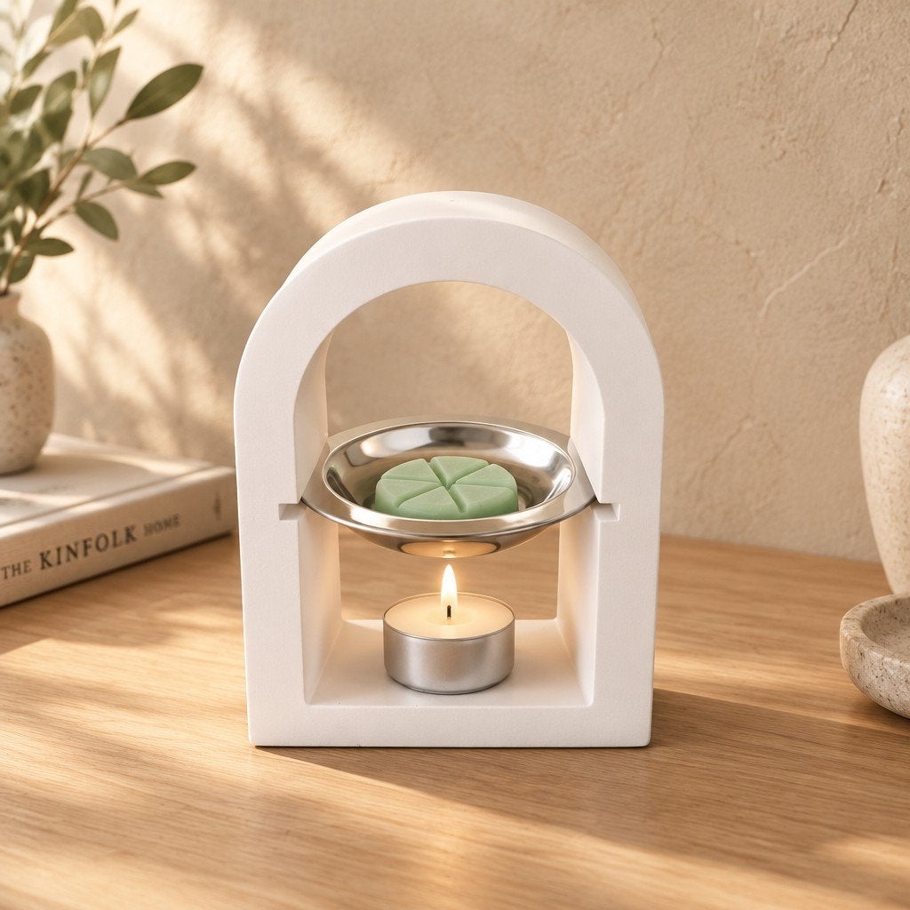 Witte Geurbrander met Wax Melt Schaal, Geurverspreider, Wit, Nieuw, Ophalen of Verzenden