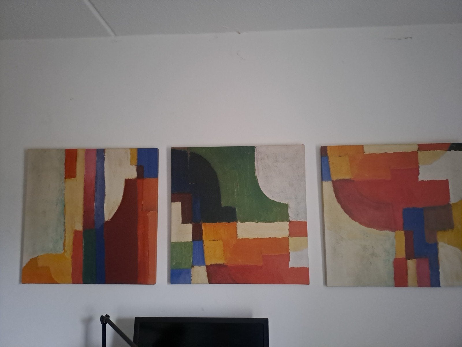 Set van 3 abstracte schilderijen, Antiek en Kunst, Ophalen of Verzenden