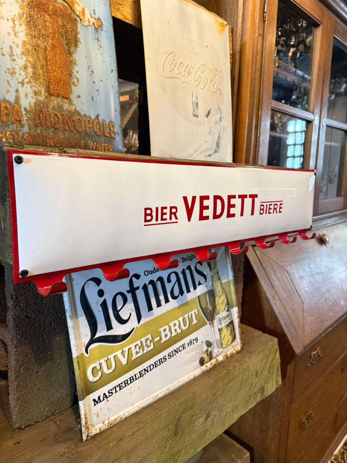 Vedett emaille bord, Verzamelen, Ophalen of Verzenden, Zo goed als nieuw, Reclamebord