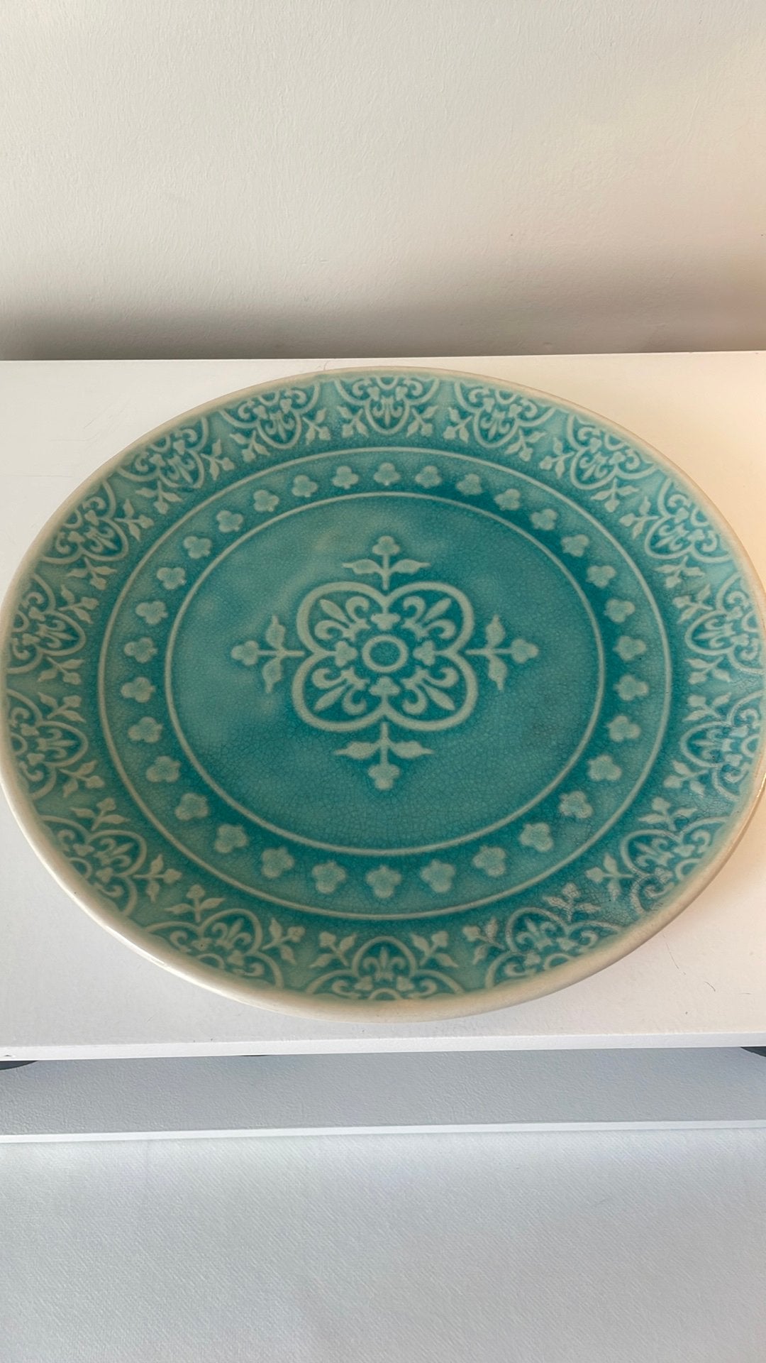 Butlers set van 4 'Capri / Sumatra' dinerborden – Turquoise, Steen, Overige merken, Ophalen of Verzenden, Zo goed als nieuw