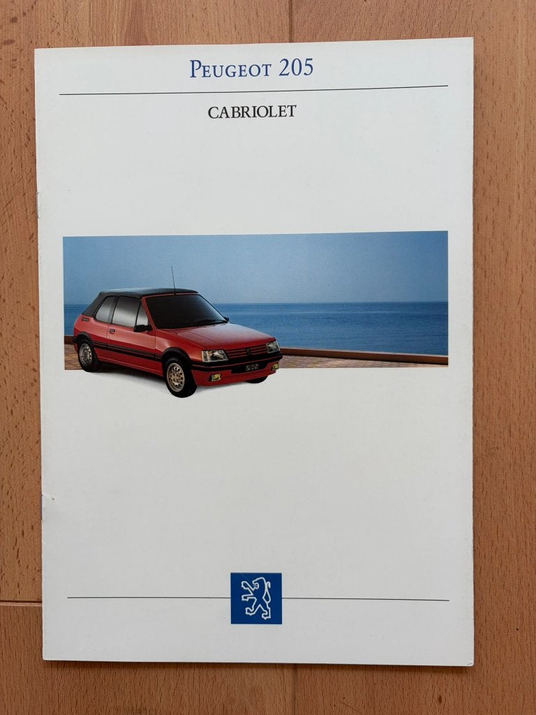 Peugeot 205 Cabriolet - Pininfarina -  Folder - Brochure, Ophalen of Verzenden, Zo goed als nieuw, Peugeot, Peugeot - Pininfarina