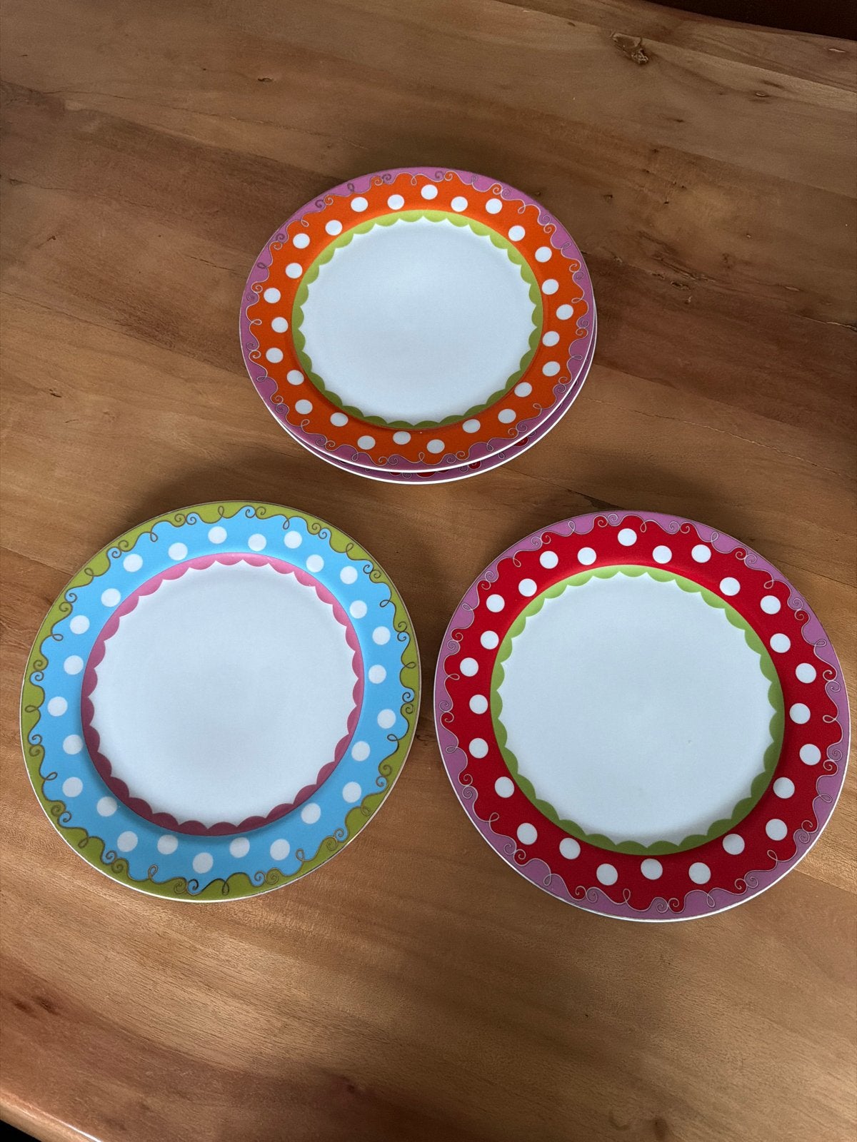 OILILY - Set van 4 vrolijke borden met stippen en krullen, Ophalen, Gebruikt, Keramiek, Bord(en)