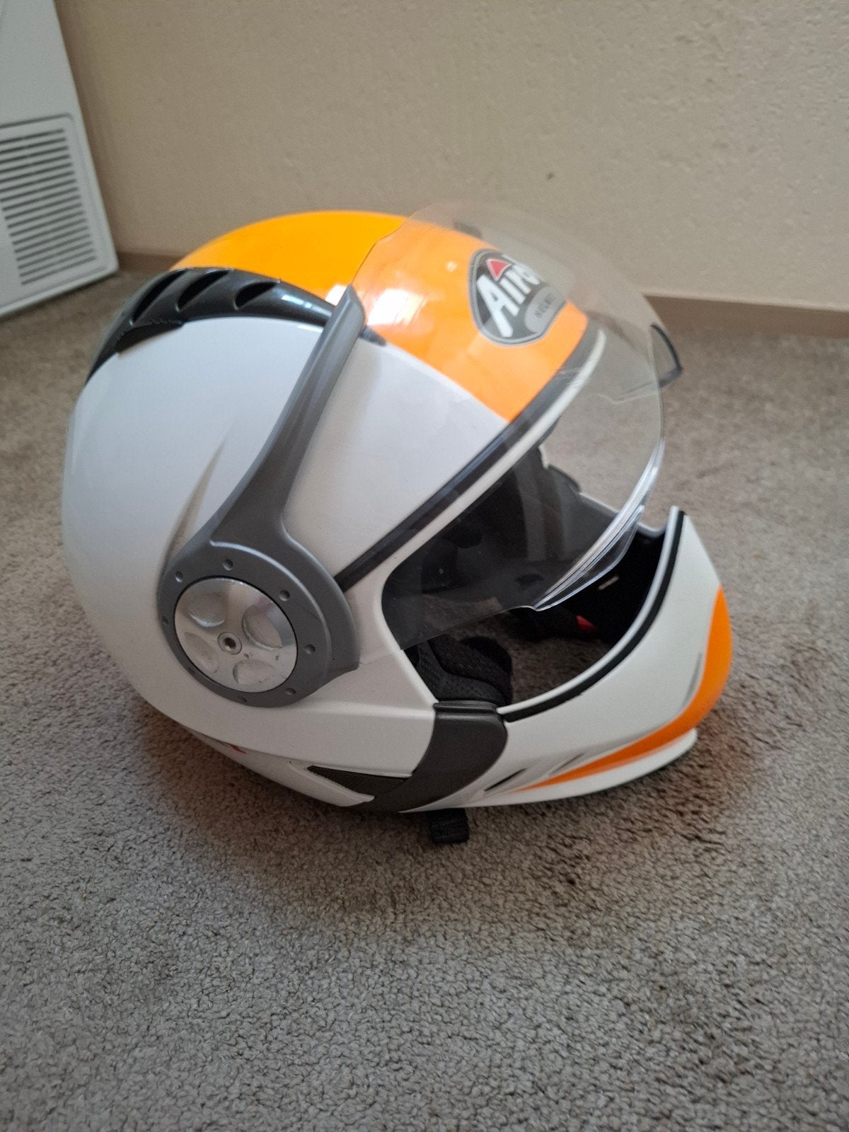 Airoh TR1 motorhelm - Wit/Oranje (Maat M ) 57 / 58), Ophalen, M, Systeemhelm, Dames