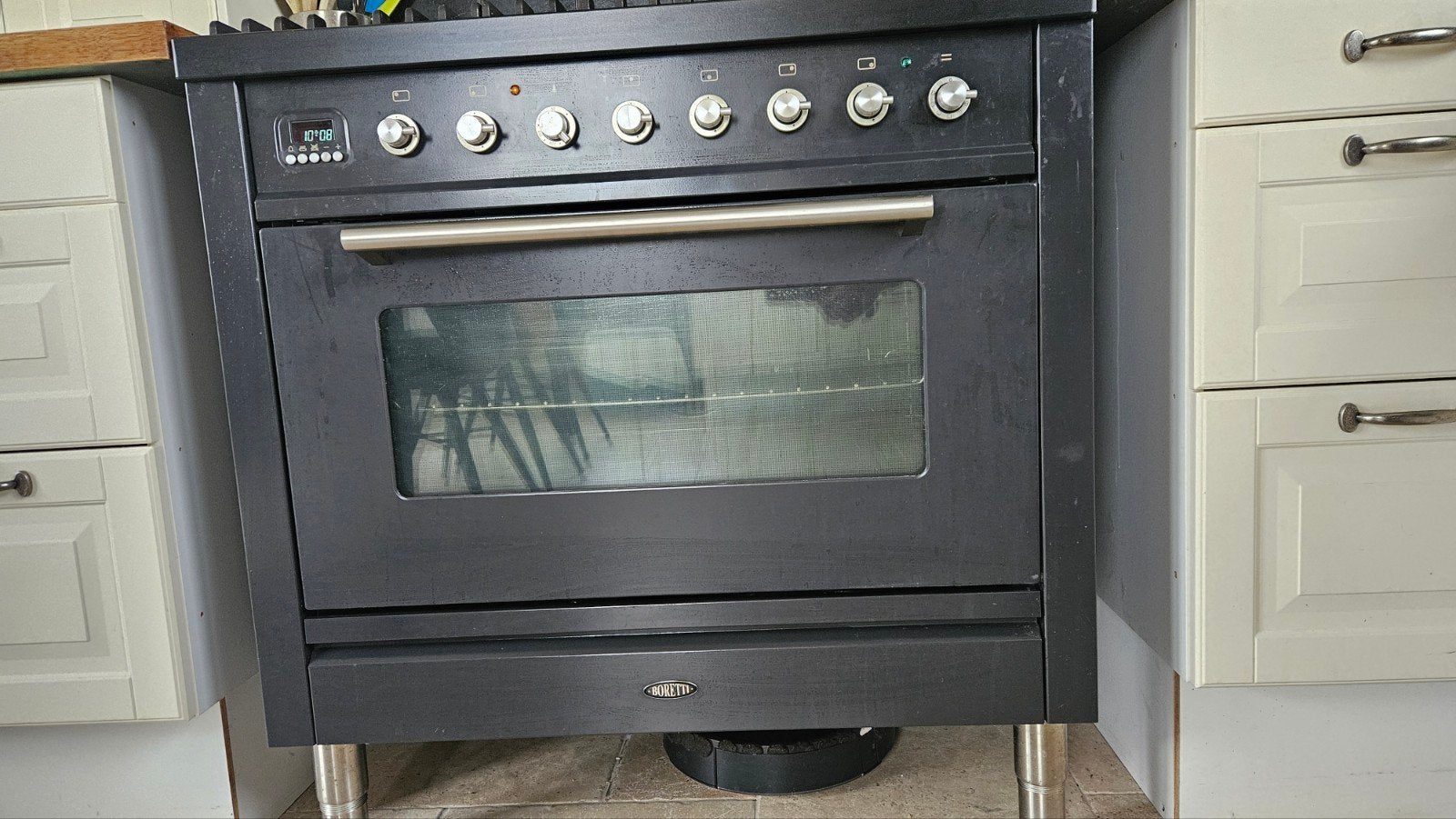 Boretti fornuis 6 pit met oven - Zwart 90 cm, Ophalen, Gebruikt, 60 cm of meer, Gas