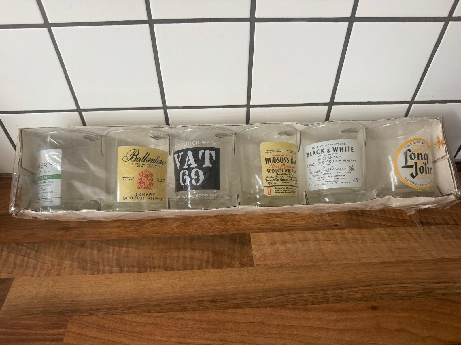 Vintage Luminarc whiskyglazen set - Schotse merken, Ophalen of Verzenden