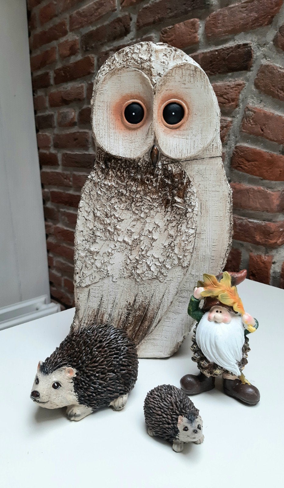 Grote uil, egeltjes en kaboutertje nieuw enige herfst deco., Ophalen of Verzenden, Nieuw, Dier