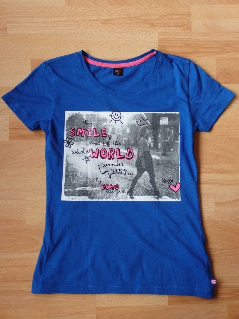 Blauw t-shirt smile van Soho maat 152, Ophalen, Gebruikt, Meisje, Soho