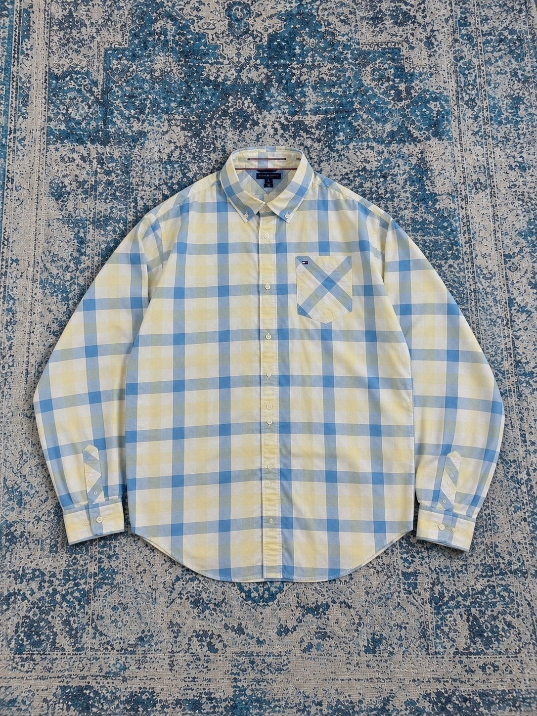Vintage Tommy Hilfiger overhemd | Y2K | Lange mouwen, Ophalen of Verzenden, Zo goed als nieuw, Blauw, Tommy Hilfiger