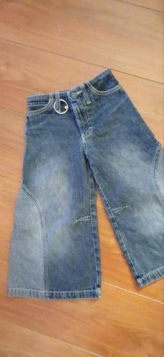 Mooie spijkerjeans met borduursel op pijp, wijde pijp, maat, Broek, Meisje, Ophalen of Verzenden, Zo goed als nieuw