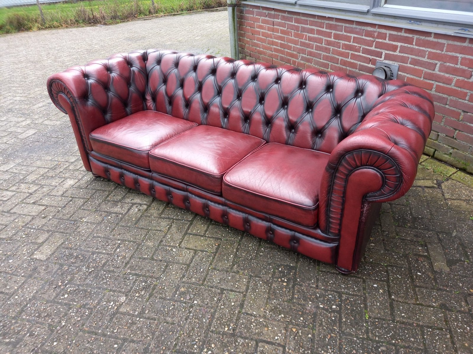 Chesterfield, Gebruikt, Driepersoons, 75 tot 100 cm, Ophalen of Verzenden