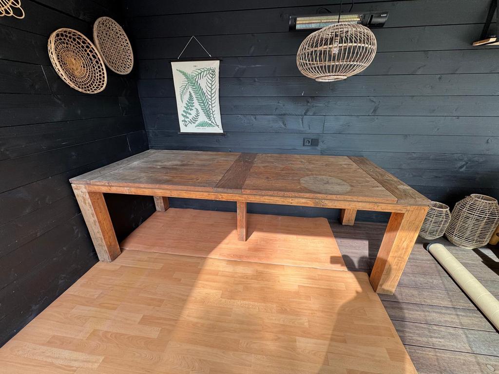 Life outdoor teakhouten tuintafel 240x 100, Tuin en Terras, Ophalen, Gebruikt, Rechthoekig, Hout