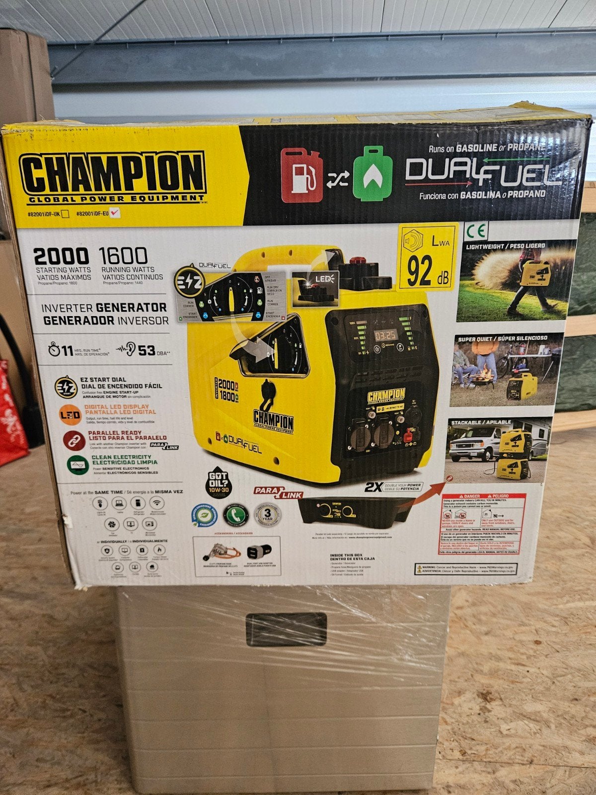 Champion 2000W Dual Fuel inverter generator (model #82001iDF, Caravans en Kamperen, Ophalen