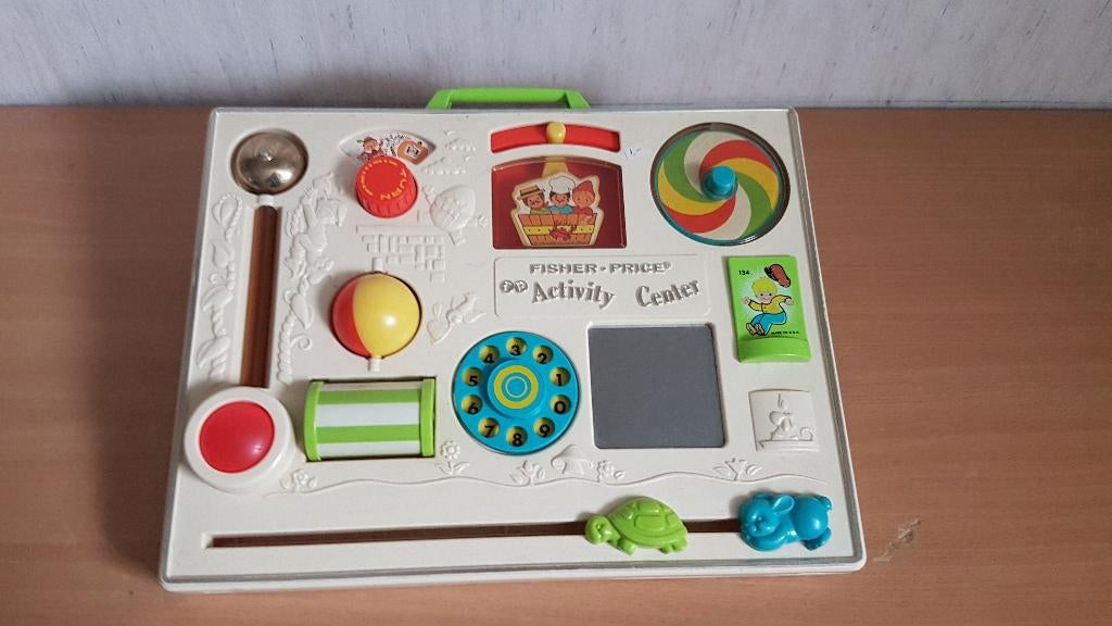 fisher price spel box voor in kinderbox voor 20 vintage, Ophalen of Verzenden, Gebruikt, Speelset
