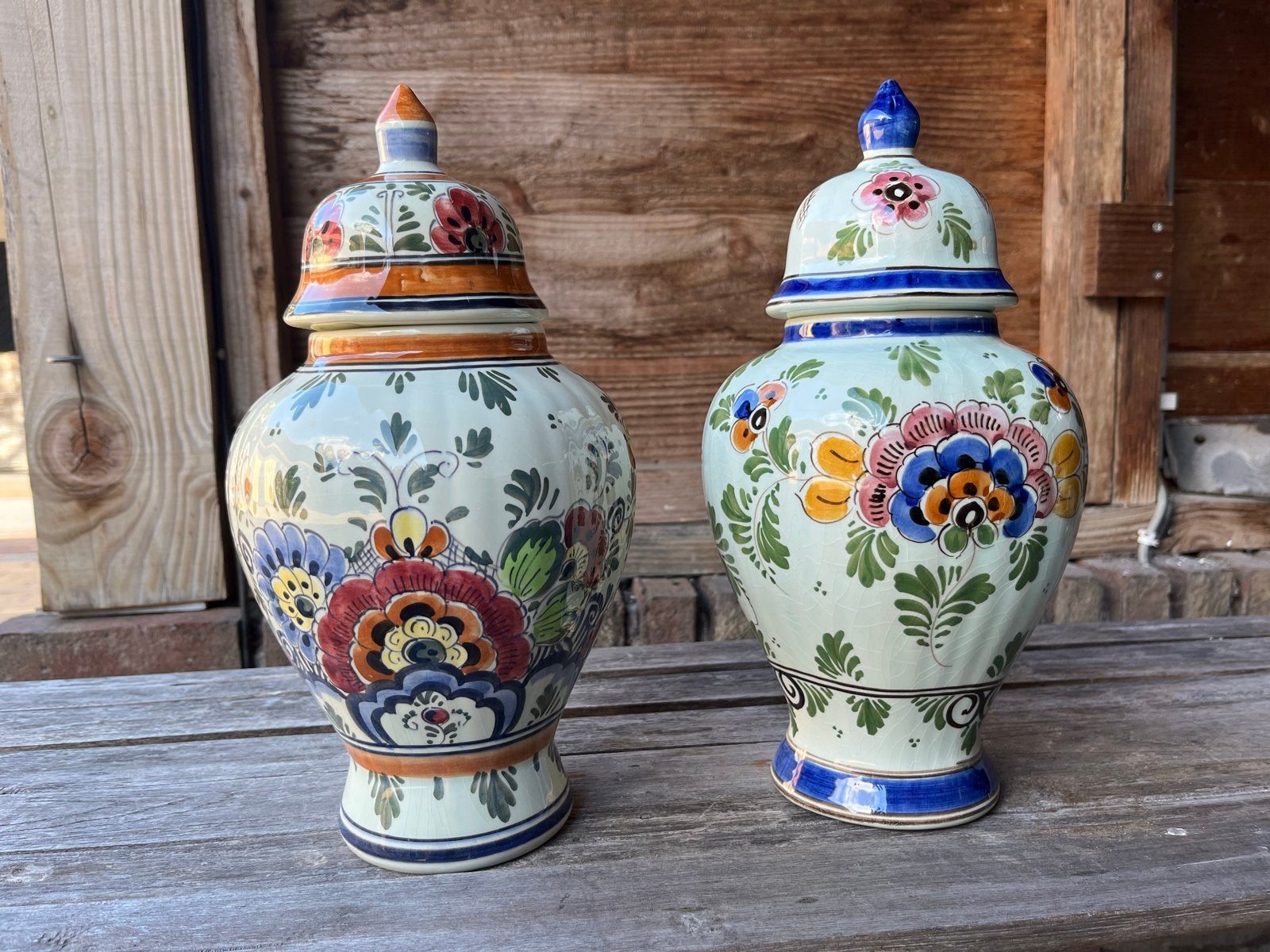 Set van 2 Polychrome Delfts Hollandse Gemberpotten, Ophalen of Verzenden
