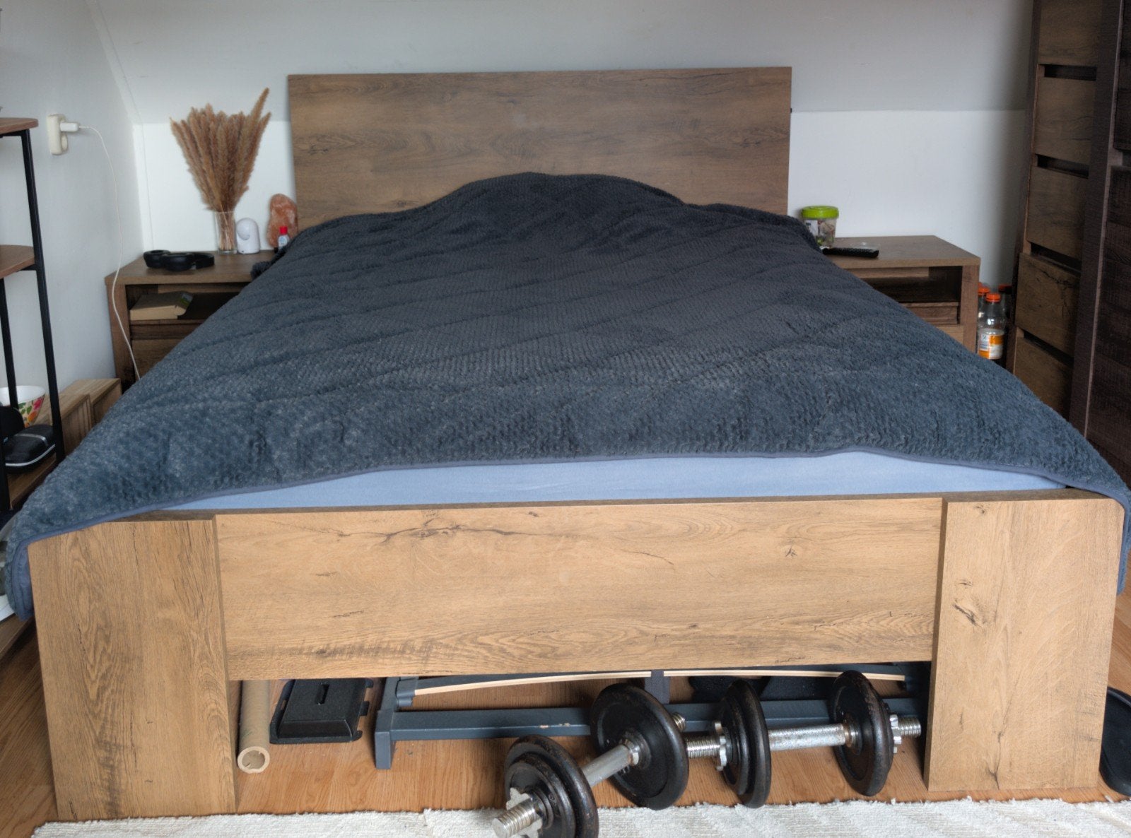 Bedframe VEDDE 140x200 wild eiken, Gebruikt, Bruin, 200 cm, Hout