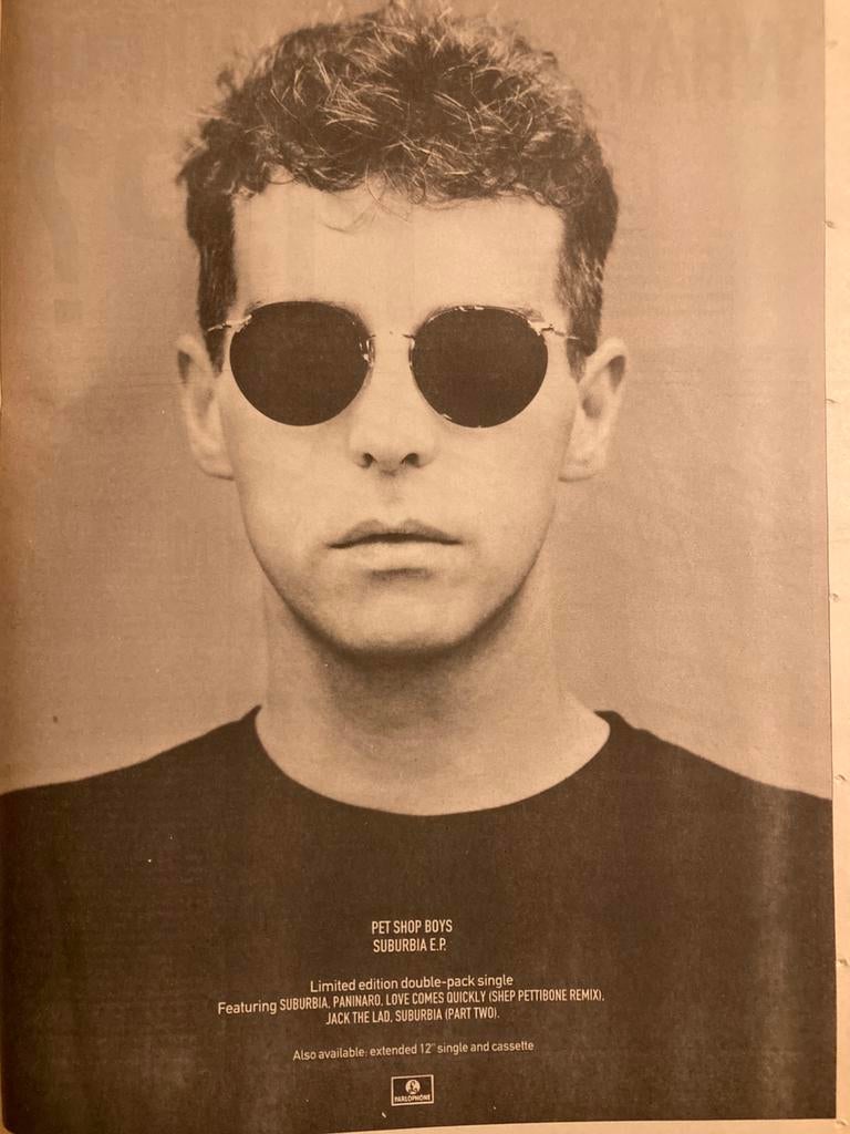 PET SHOP BOYS Suburbia A3 advertentie release, Ophalen of Verzenden, Zo goed als nieuw, A1 t/m A3
