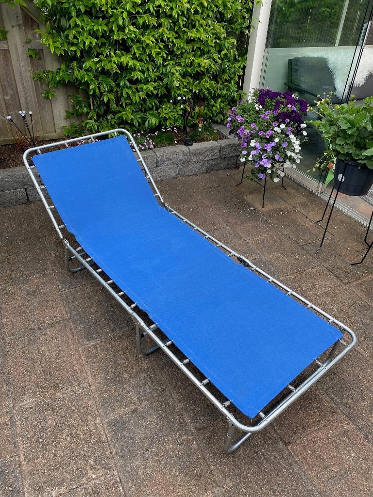 Stretcher Vintage ligbed, Tuin en Terras, Ligbedden, Ophalen, Gebruikt, Metaal