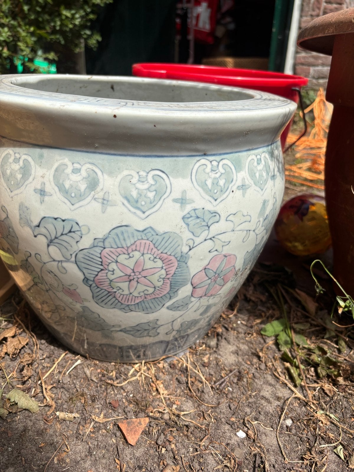 Vintage Chinese bloempot, Ophalen