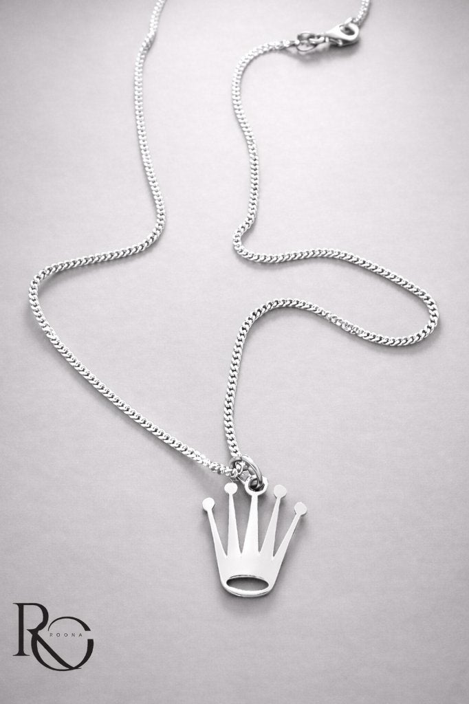 925 Zilveren Kroon Hanger met Ketting., Nieuw, Ophalen of Verzenden, Kruis of Symbool, Zilver