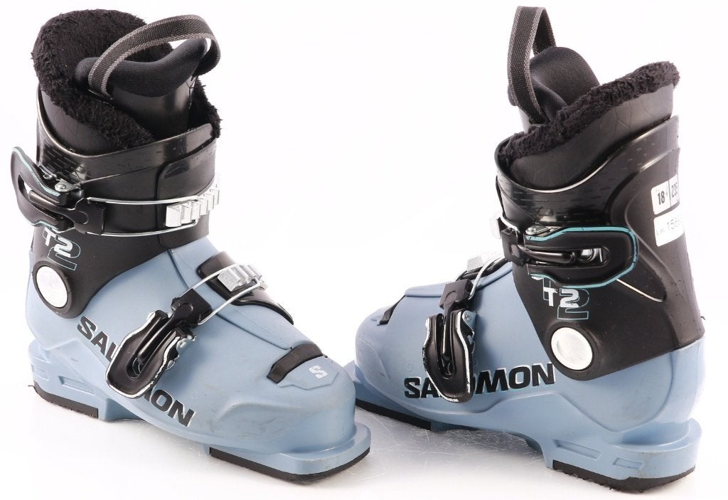 30; 30,5 EU kinder skischoenen SALOMON T2, oversized pivot, Sport en Fitness, 160 tot 180 cm, Gebruikt, Verzenden, Schoenen