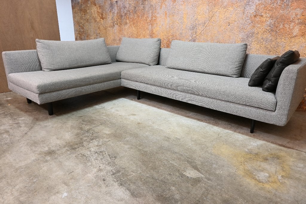 ZGANieuw grijze stoffen EYYE Etcetera design hoekbank, EYYE, 250 tot 300 cm, Hoekbank, Ophalen of Verzenden