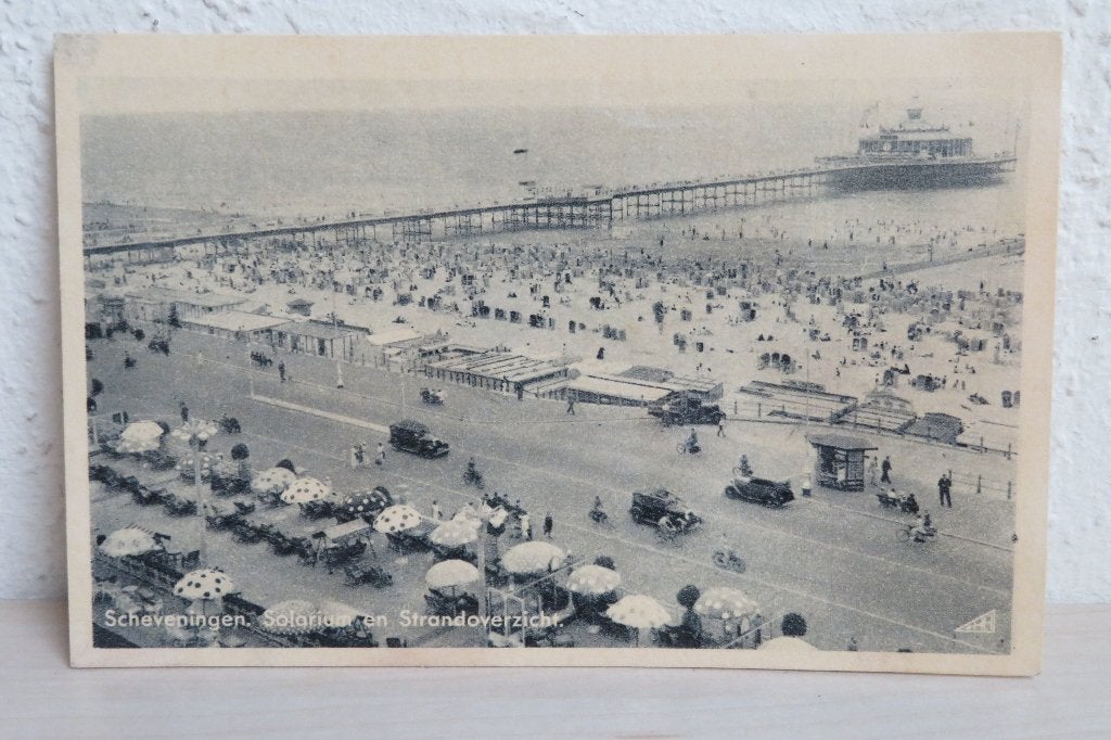 Scheveningen. Solarium en Strandoverzicht ca. 1940, Ophalen of Verzenden, 1920 tot 1940, Ongelopen, Zuid-Holland