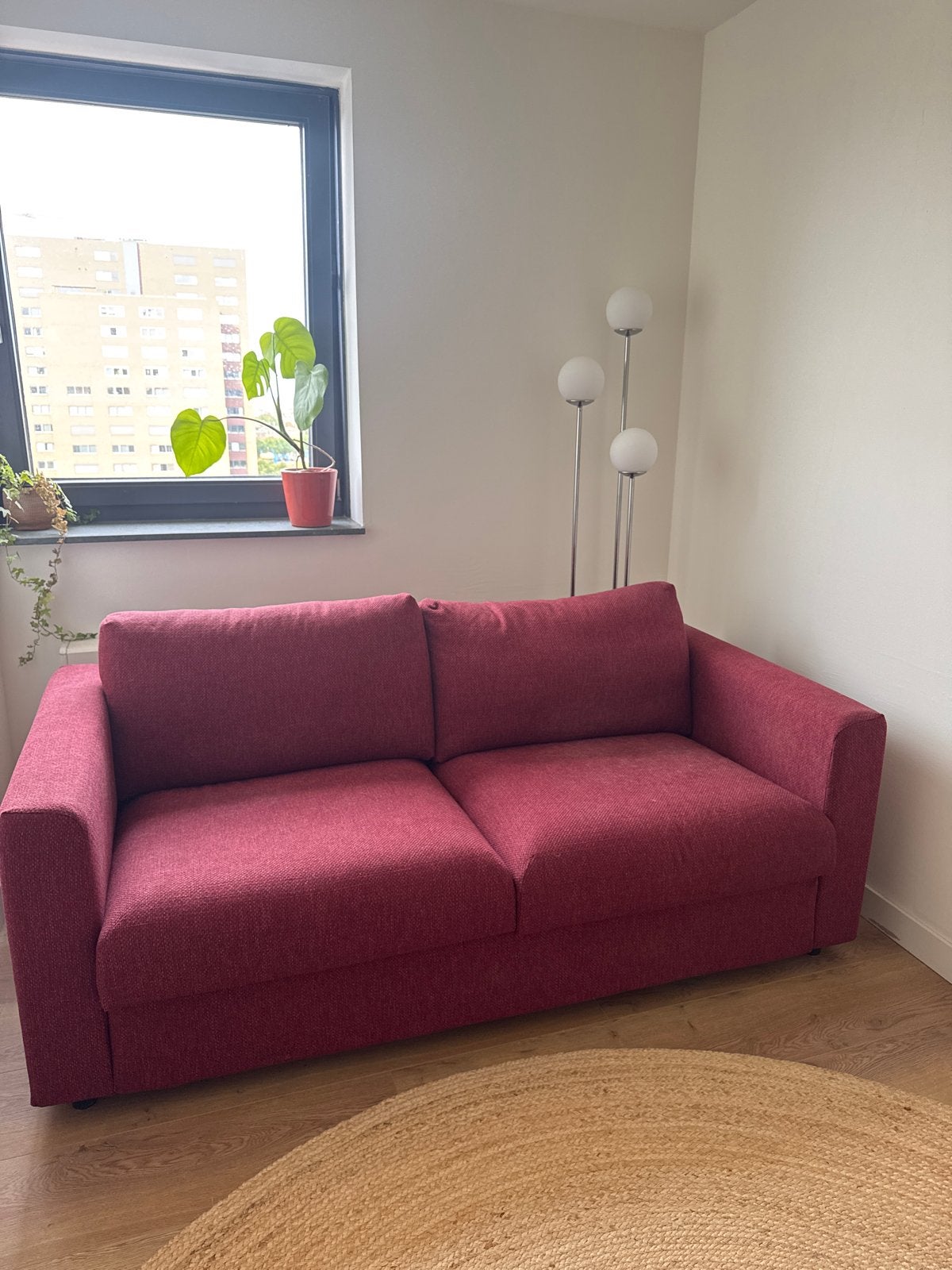 IKEA slaapbank 190cm (rood + beige), Huis en Inrichting, Slaapkamer | Slaapbanken, Ophalen, 100 cm, Tweepersoons, 190 cm of minder