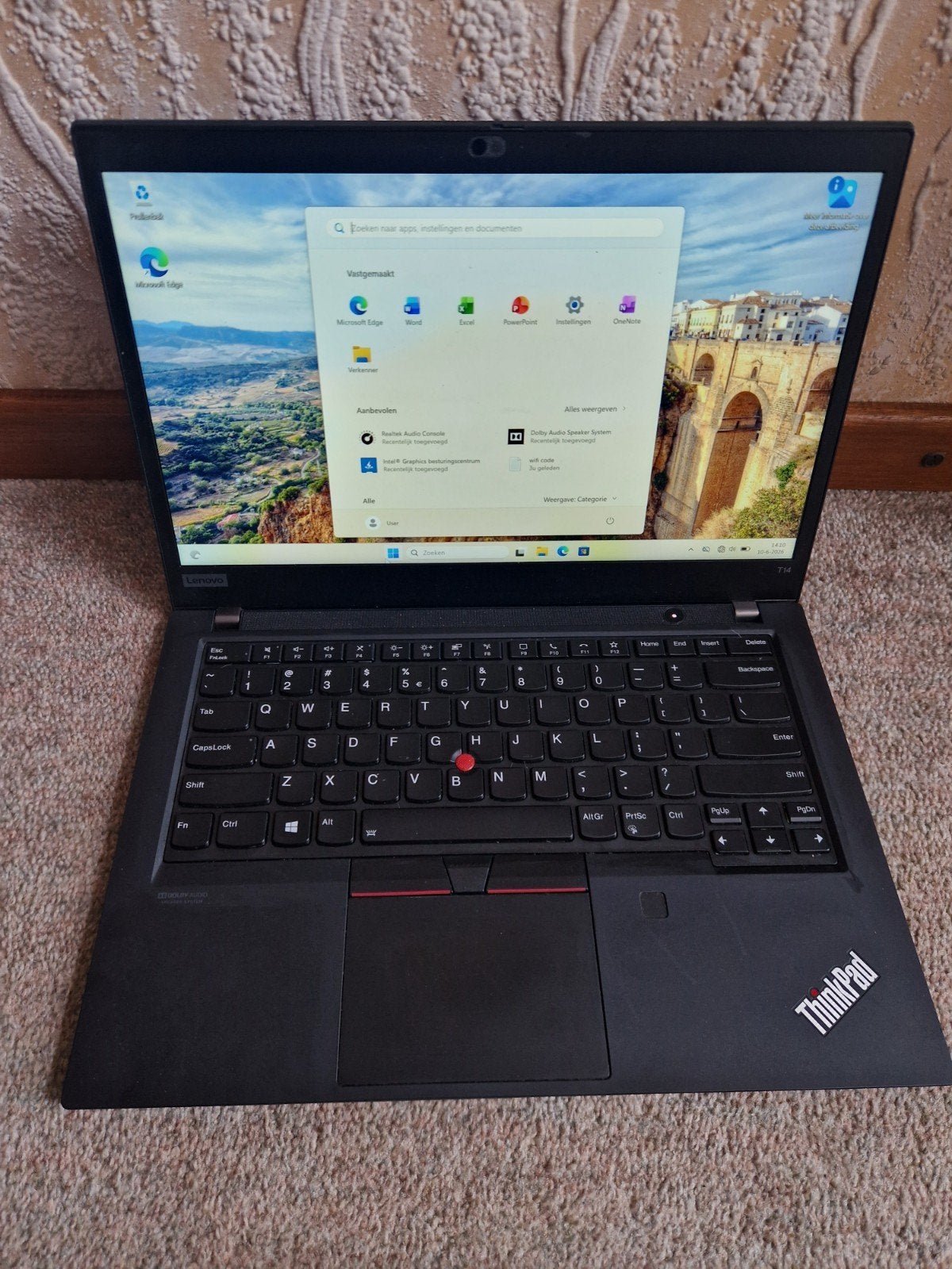 Lenovo ThinkPad t14 i5 8GB RAM, 238GB SSD win11pro  86% bat, Computers en Software, Windows Laptops, Ophalen, Gebruikt, Qwerty