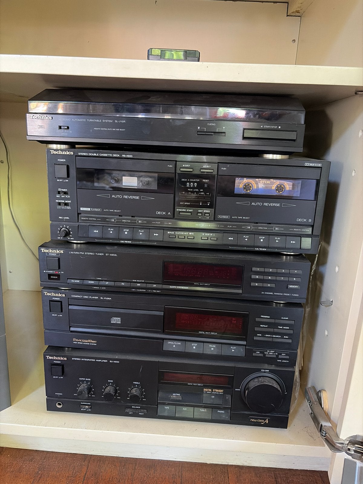 Technics Stereo Toren 993 met Boxen en Afstandsbediening, Gebruikt, Cassettedeck, Losse componenten, Ophalen