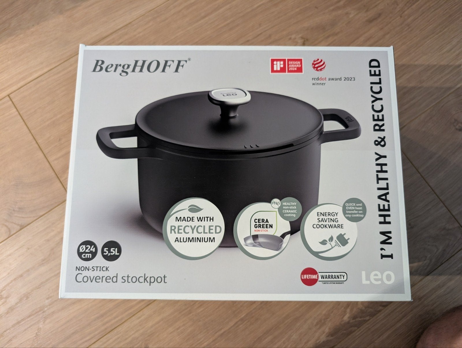 BergHOFF LEO stockpot - Zwart - PFAS-vrij 5.5 liter, Ophalen, Kookpan, Met deksel, Overige merken