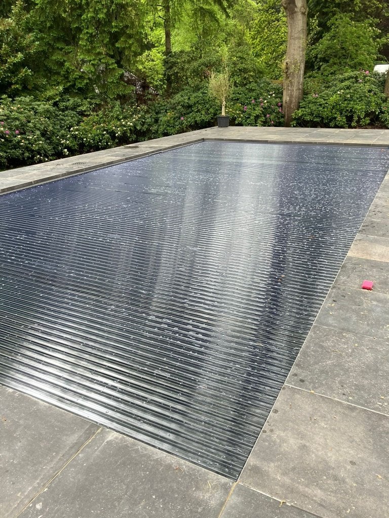 Zwembadlamellen Roldeck Eclipse transparant polycarbonaat, Ophalen, Zo goed als nieuw, Afdekzeil