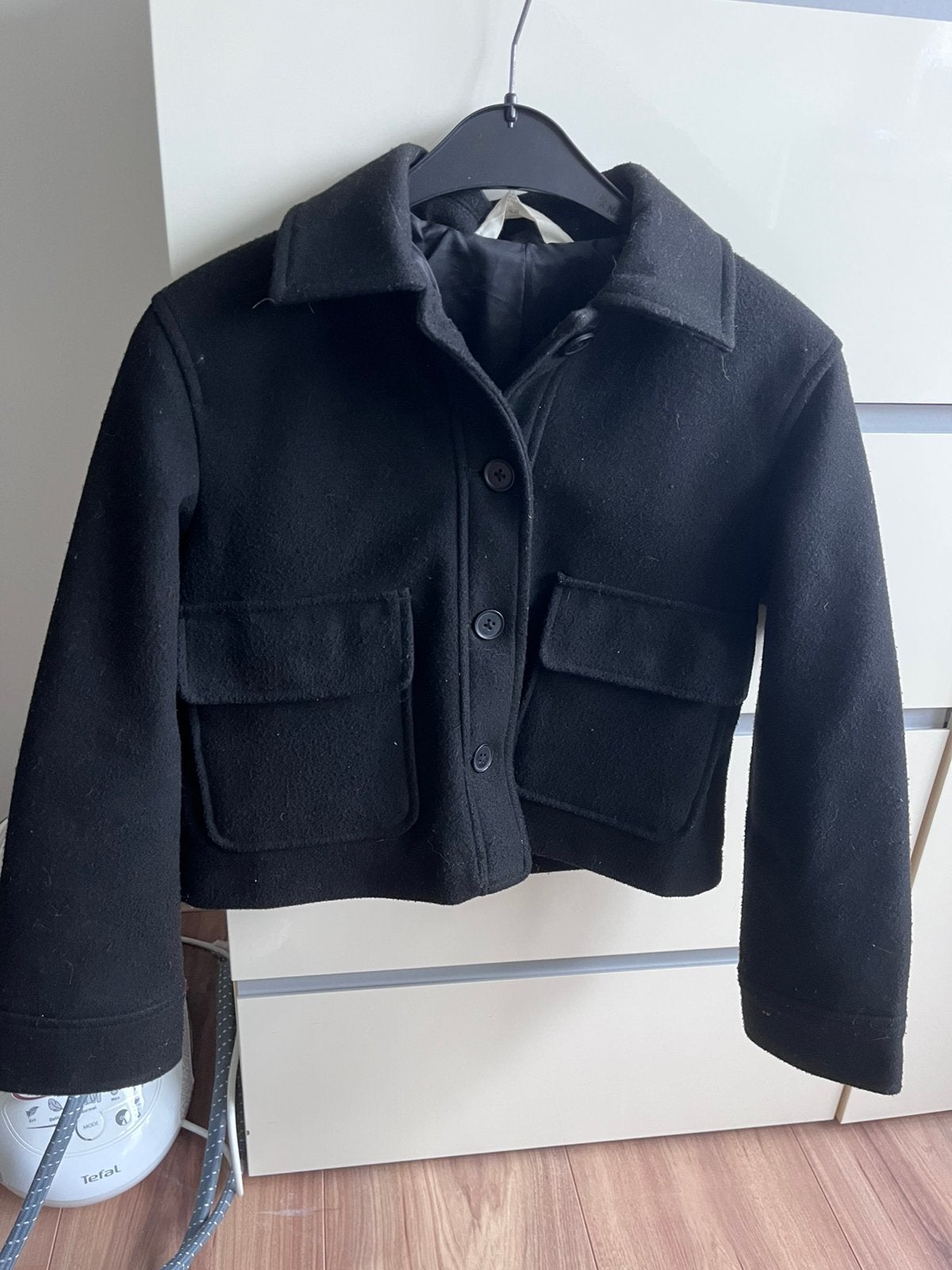 Jas / jack van stof zwart H&M maat 146, Ophalen of Verzenden, Zo goed als nieuw, Meisje, Jas