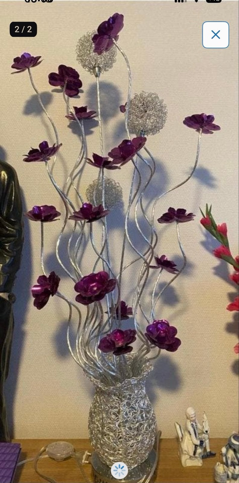 Sfeervolle bloemenlamp met paarse accenten, Overige merken, Overige fittingen, Zo goed als nieuw, Ophalen