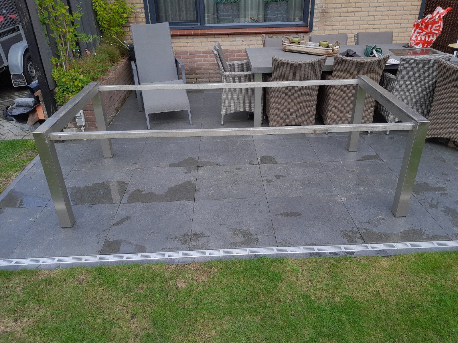 RVS Tuintafelframe RVS tafelframe frame, Ophalen of Verzenden, Rechthoekig, Metaal